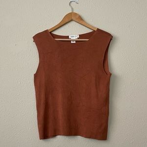 Brown Ribbed Tank Top Size L